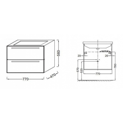Комплект мебели 80 см Jacob Delafon Struktura с раковиной EXH112-00, тумбой EB1277-N14, Серый