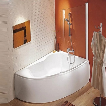 Шторка для ванны Jacob Delafon Micromega Duo 79х140 см, изогнутая, стационарная прозрачная E4910-GA