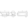 Комплект Чугунная Ванна Jacob Delafon Parallel с антискользящим покрытием E2947-00, cо шторкой E6D042-GA и Душевой колонной E26238-CP