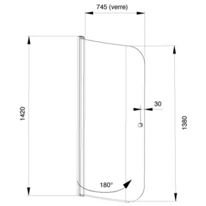 Шторка для ванны Jacob Delafon Lignum 74,5х142 см, правосторонняя прозрачная поворотная E45N88V-01R